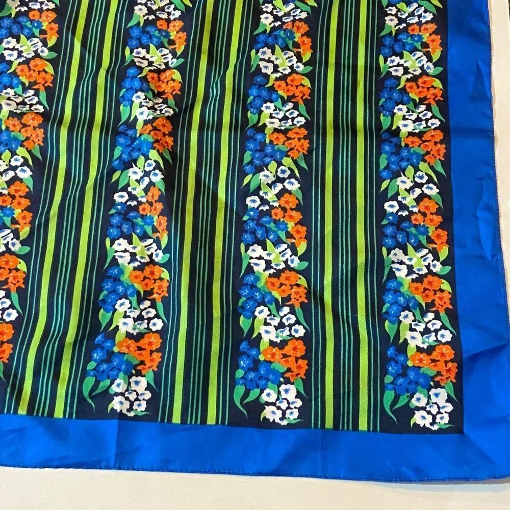 Floral Striped Silk Scarf